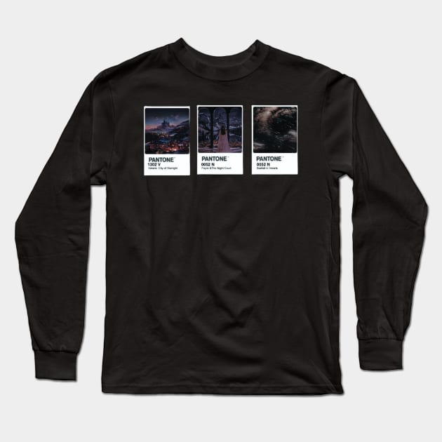 Velaris, The Night Court, & Starfall Pantone - ACOTAR SJM Long Sleeve T-Shirt by harjotkaursaini